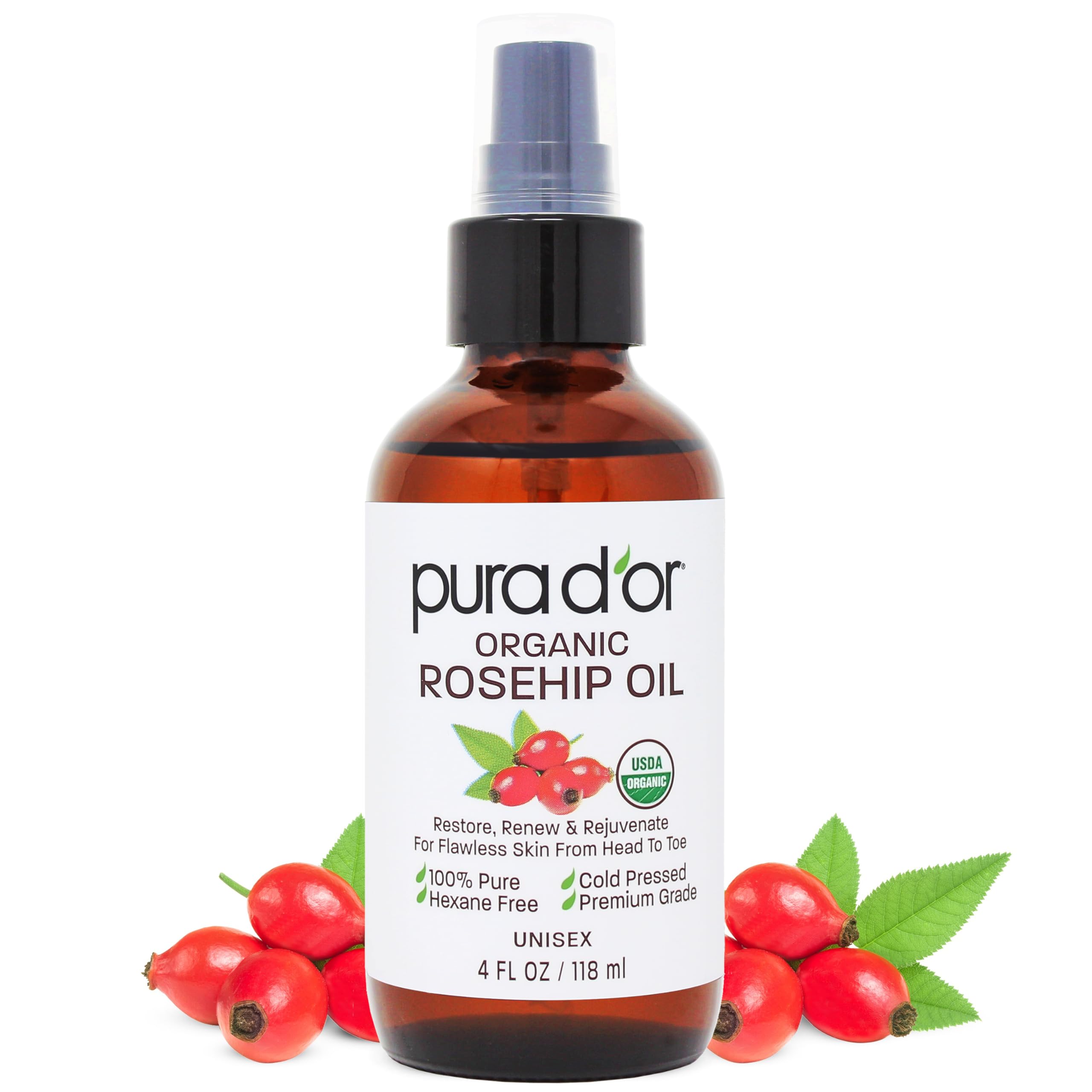 Algopix Similar Product 13 - PURA DOR 4 Oz ORGANIC Rosehip Seed Oil