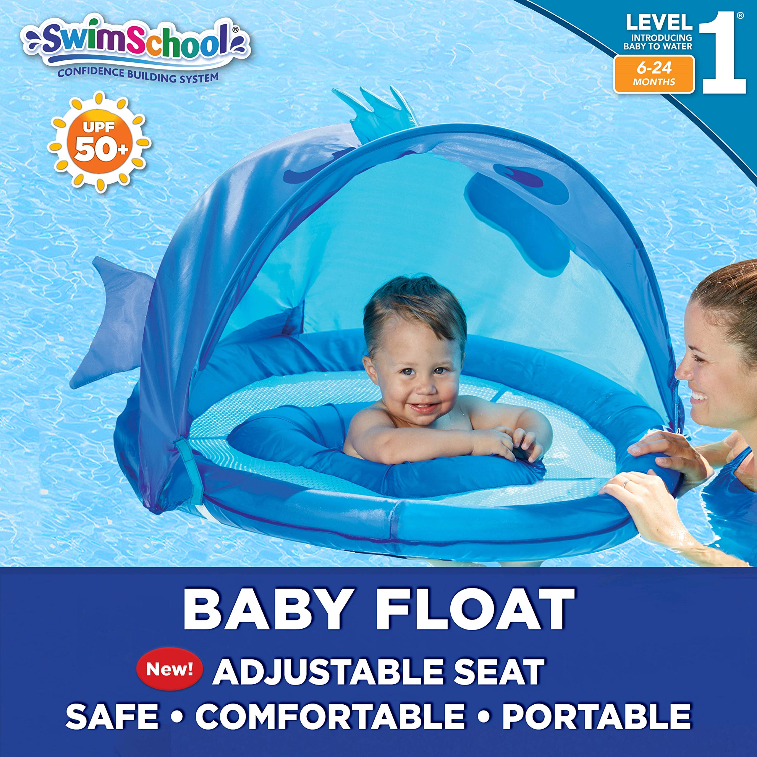Algopix Similar Product 5 - SwimSchool Blue Fun Fish Fabric Baby