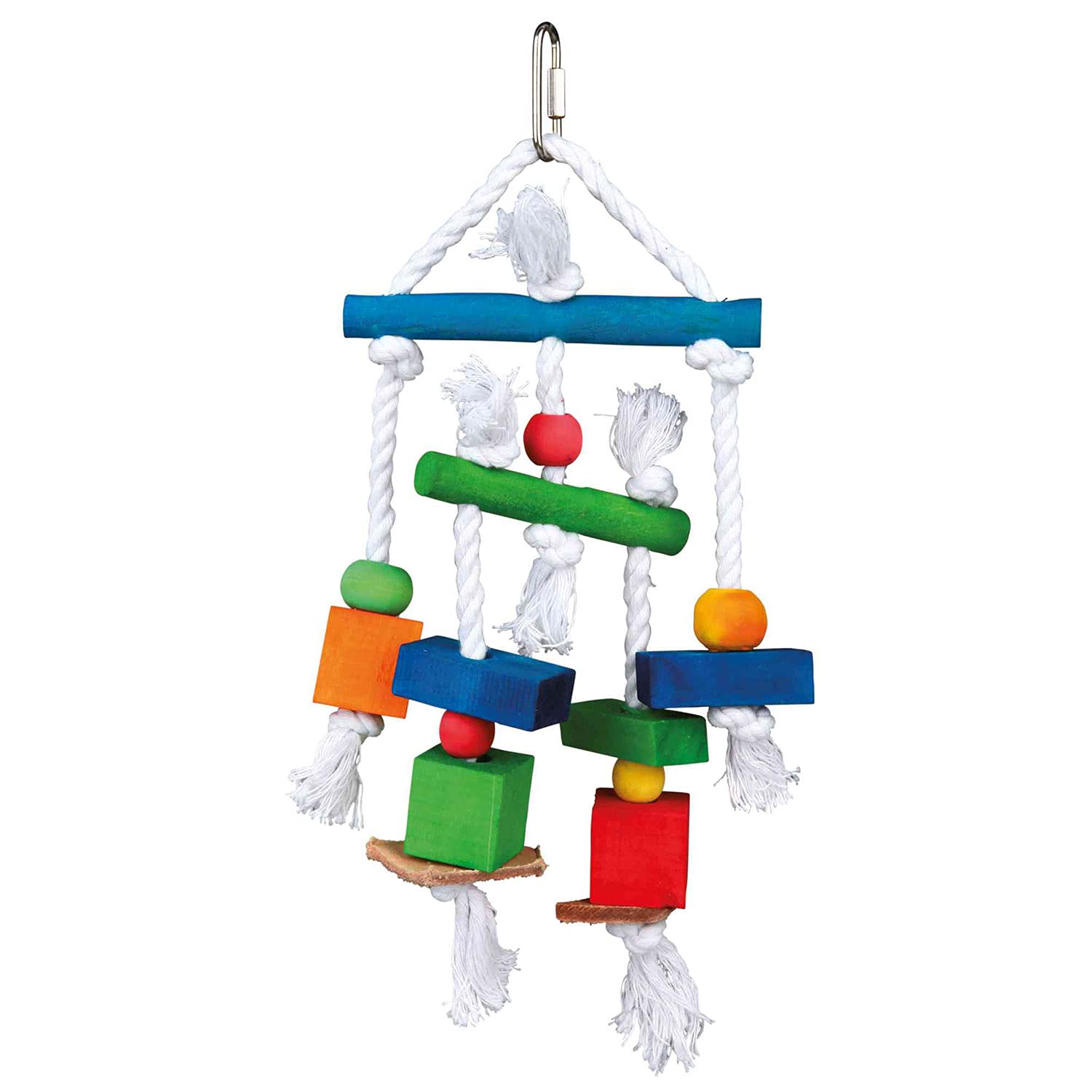 Algopix Similar Product 15 - Colourful Wooden Rope Leather Bird Toy