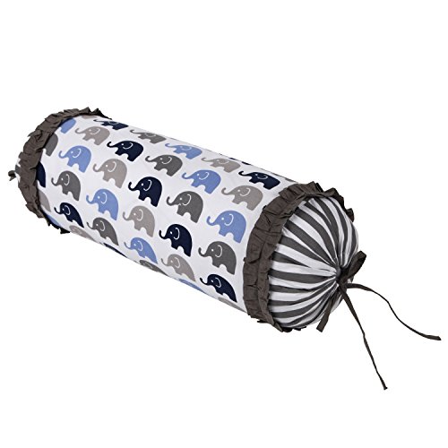 Algopix Similar Product 5 - Bacati - Elephants Blue/Grey Neck Roll
