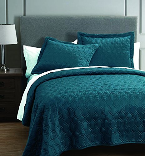 Algopix Similar Product 5 - Rogen Teal 3 Piece Coverlet Set Queen