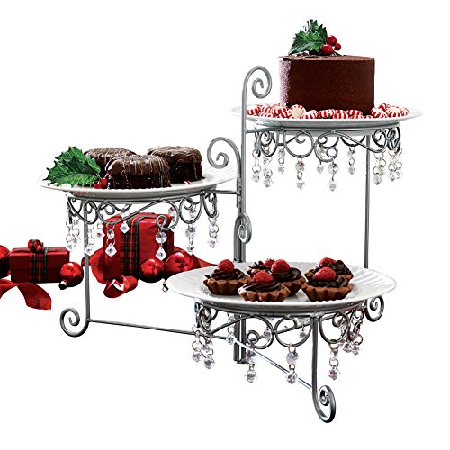 Algopix Similar Product 1 - Beaded 3Tier Silver tone Swivel Server