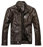 Algopix Similar Product 14 - Chouyatou Mens Vintage Stand Collar Pu