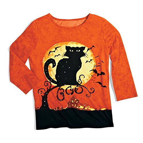 Algopix Similar Product 15 - Womens Halloween Shirt With Black Cat