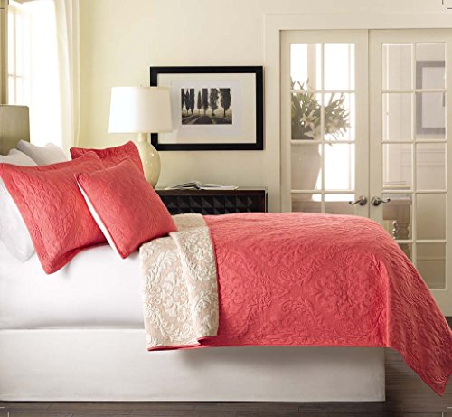 Algopix Similar Product 19 - Tache Solid Coral Matelasse Bedspread 
