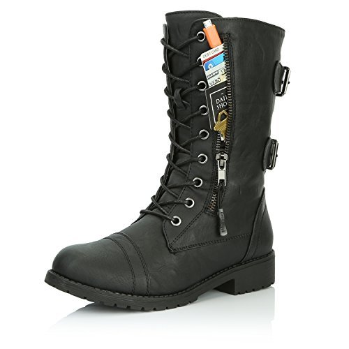 Algopix Similar Product 14 - DailyShoes Womens Military Lace Up