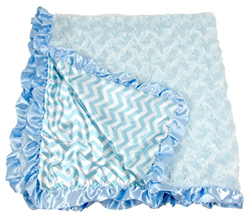 Algopix Similar Product 12 - Boys Baby Blue Chevron Print Minky Baby