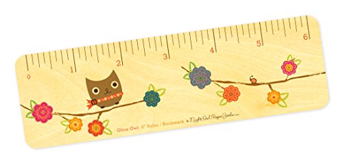Algopix Similar Product 14 - Olive Owl Wood BookmarkRuler by Night