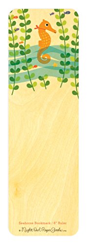 Algopix Similar Product 12 - Seahorse Wood BookmarkRuler by Night