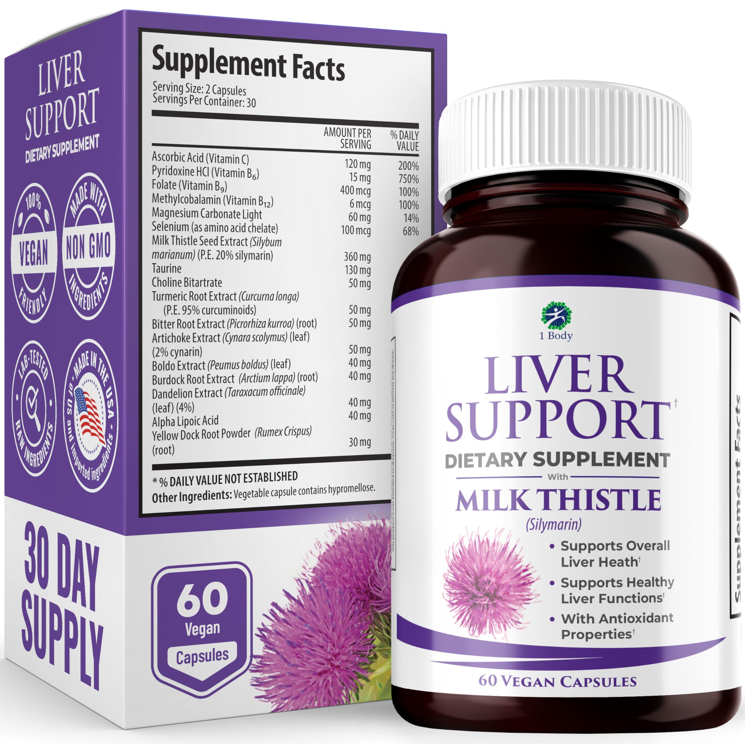 Algopix Similar Product 14 - 1 Body Liver Support Supplement with