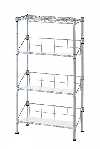 Algopix Similar Product 12 - BestOffice New Silver 4Tier Media Rack