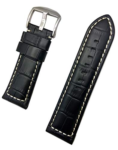 Algopix Similar Product 1 - 26mm Black Leather Watch Band