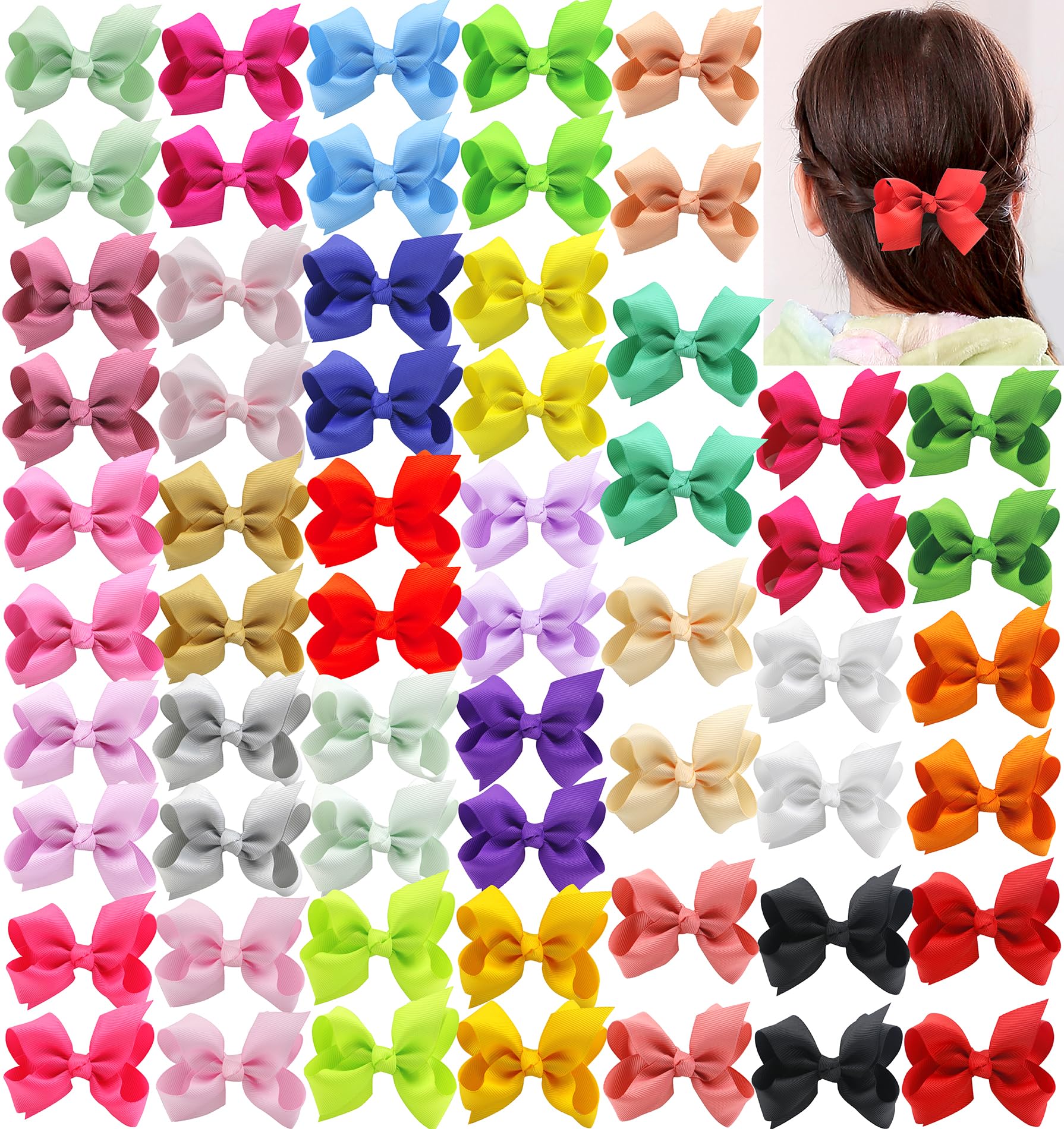 Algopix Similar Product 9 - 60Pcs 3 Inch Hair Bows For Toddler