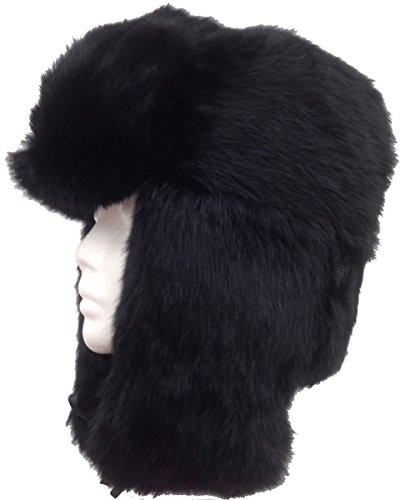 Algopix Similar Product 16 - Black Real Rabbit Fur Trooper Trapper