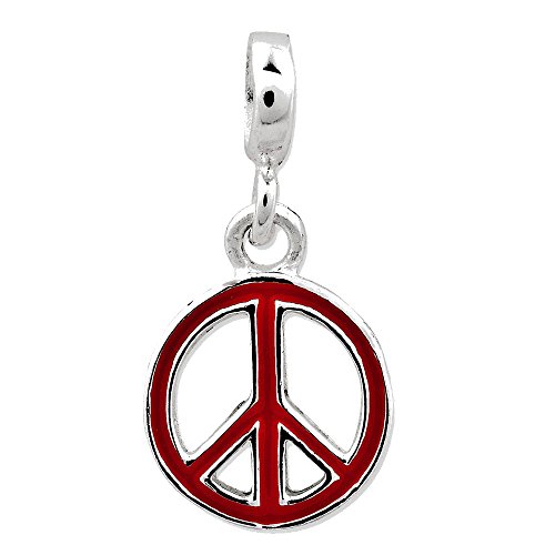 Algopix Similar Product 14 - Sterling Silver Red Enameled Peace Sign