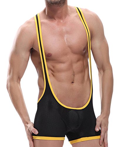 Algopix Similar Product 5 - Cedir Mens Mesh Like Vest Bodysuit