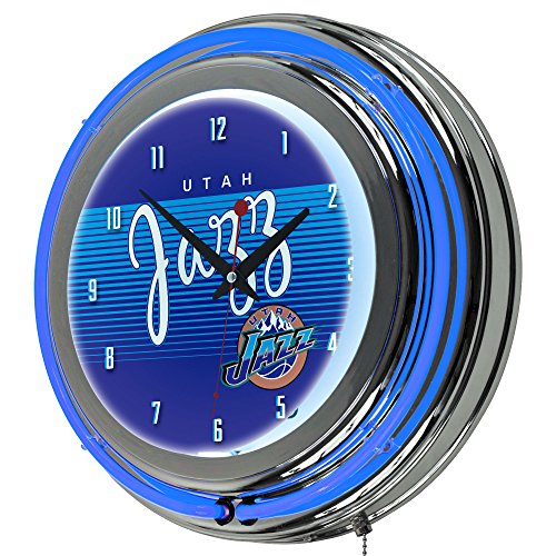 Algopix Similar Product 10 - NBA Utah Jazz Chrome Neon Clock One