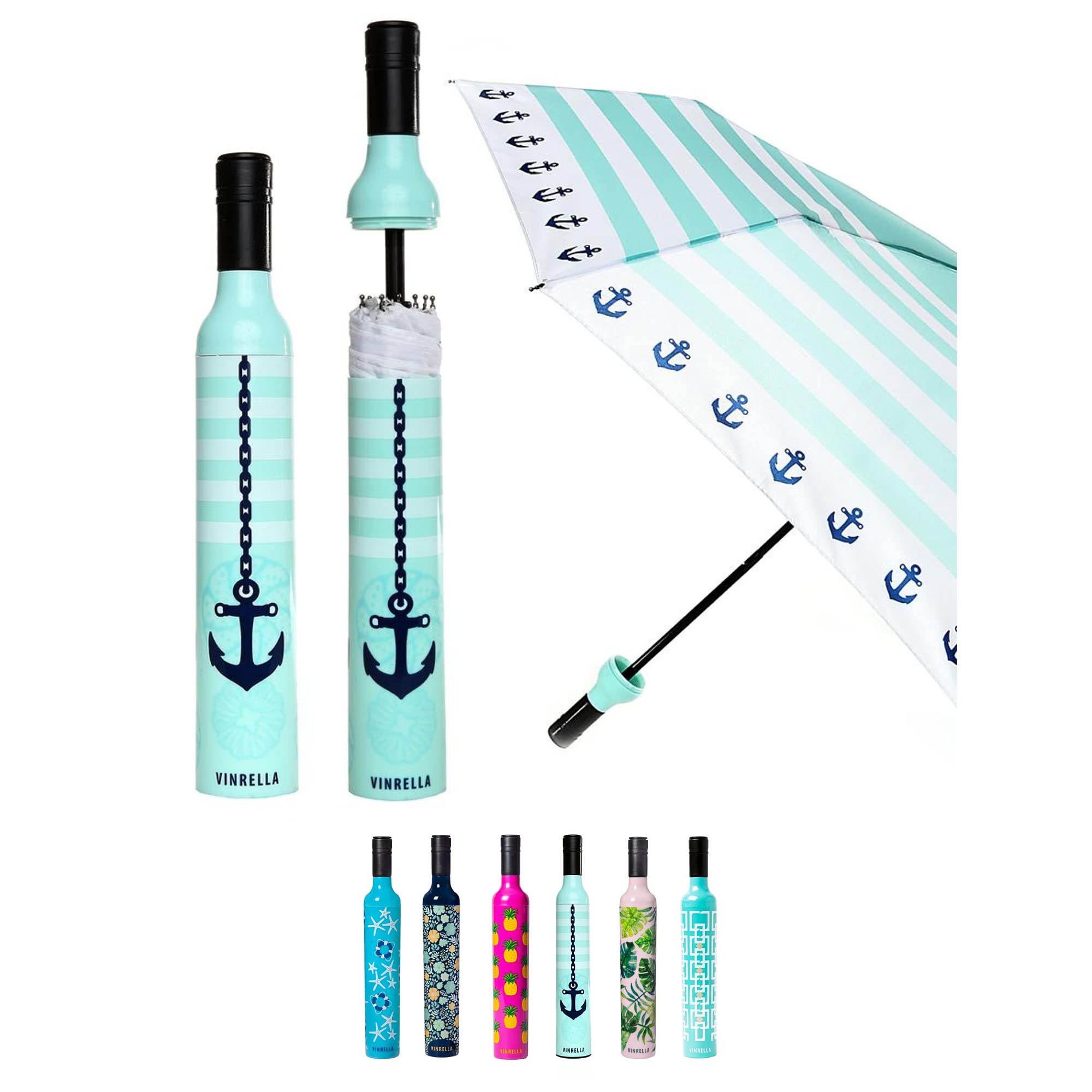 Algopix Similar Product 7 - VINRELLA Seaside Blue Wine Bottle