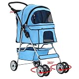 Algopix Similar Product 5 - New 4 Wheels Pet Stroller Cat Dog Cage