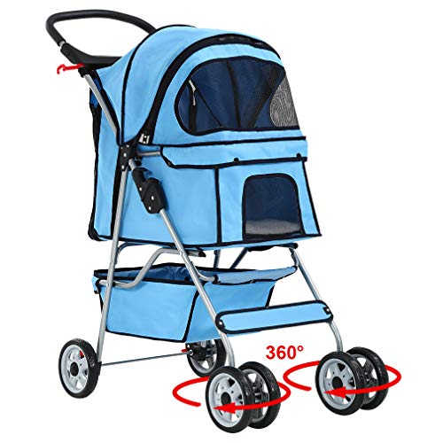Algopix Similar Product 12 - New 4 Wheels Pet Stroller Cat Dog Cage
