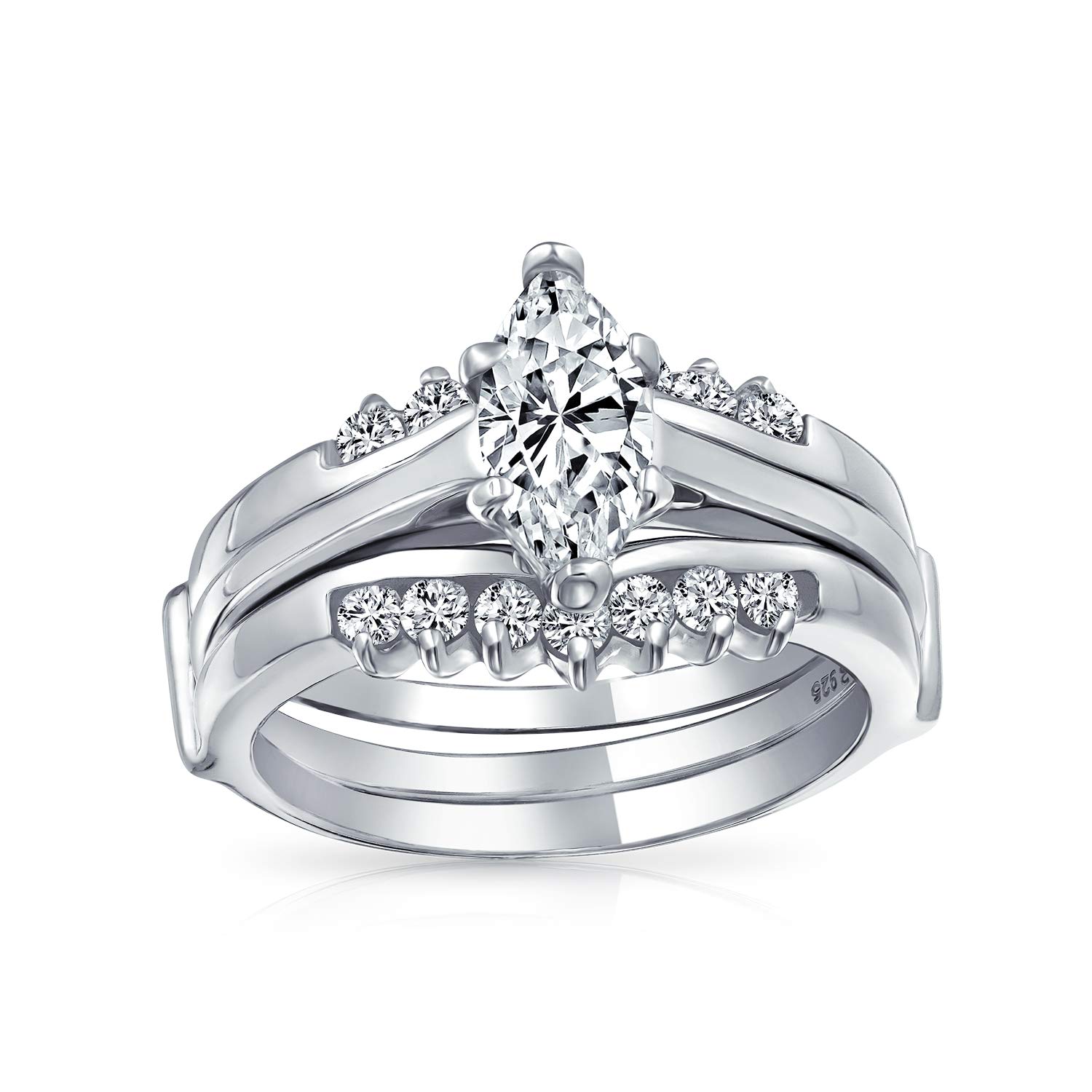 Algopix Similar Product 8 - 25CT Solitaire Marquise AAA CZ Band