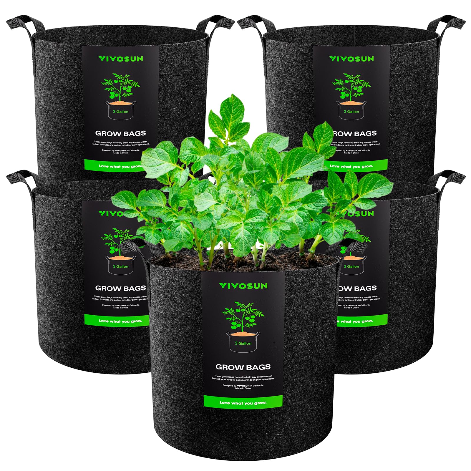 Algopix Similar Product 20 - VIVOSUN 5Pack 3 Gallon Plant Grow Bags