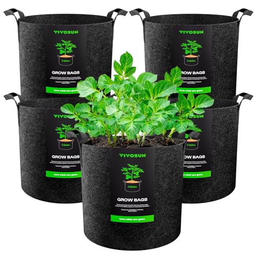 Algopix Similar Product 16 - VIVOSUN 5Pack 3 Gallon Plant Grow Bags