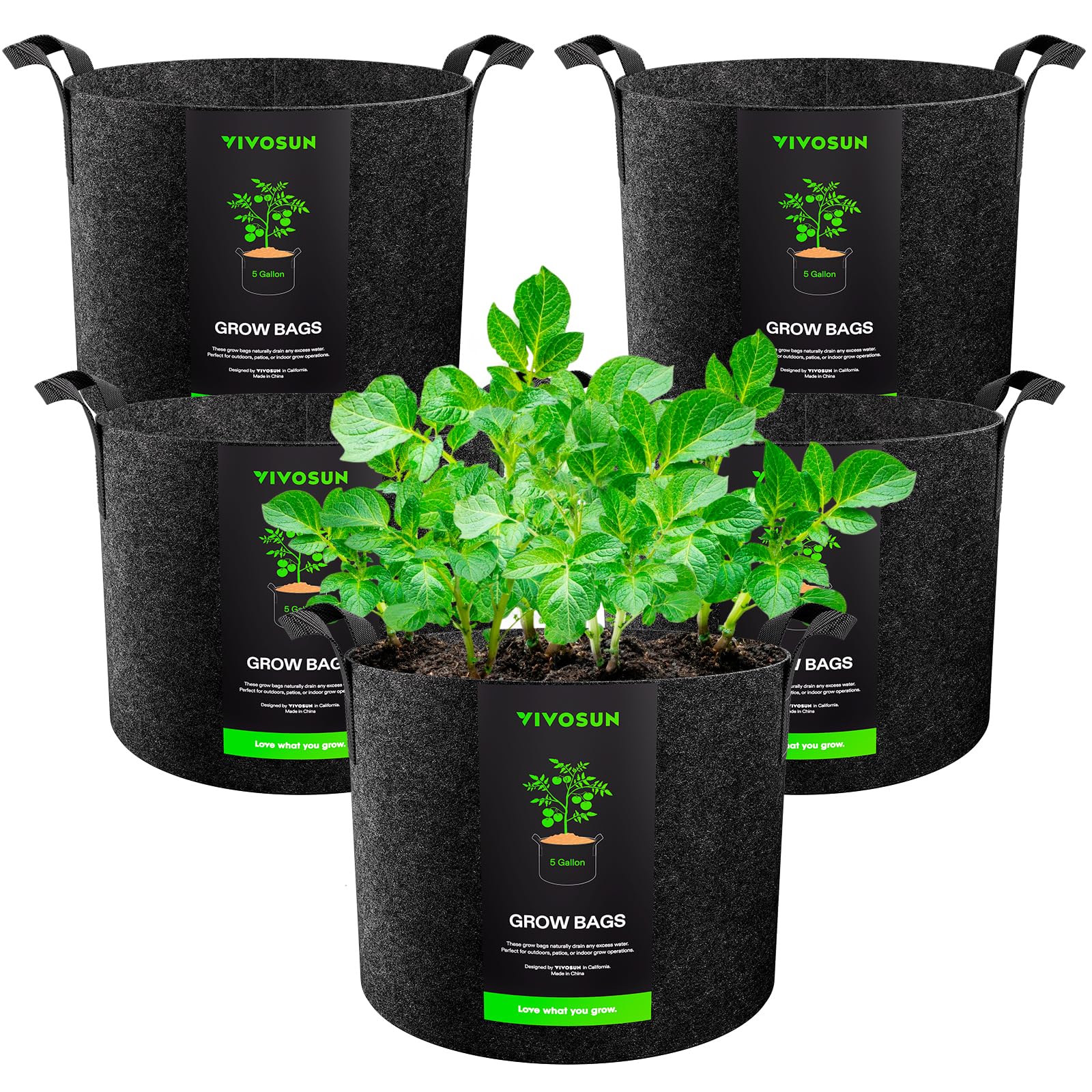 Algopix Similar Product 19 - VIVOSUN 5Pack 5 Gallon Grow Bags Heavy