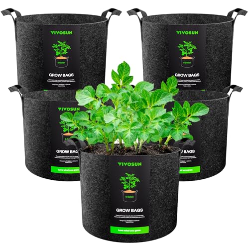 Algopix Similar Product 17 - VIVOSUN 5Pack 5 Gallon Grow Bags Heavy