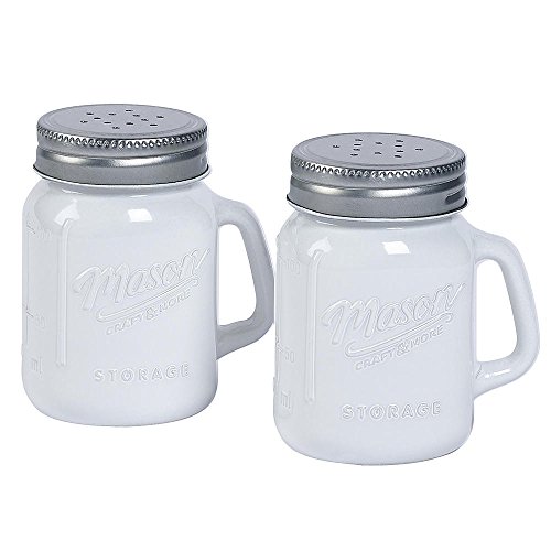 Algopix Similar Product 12 - White Glass Mason Jar Salt and Pepper