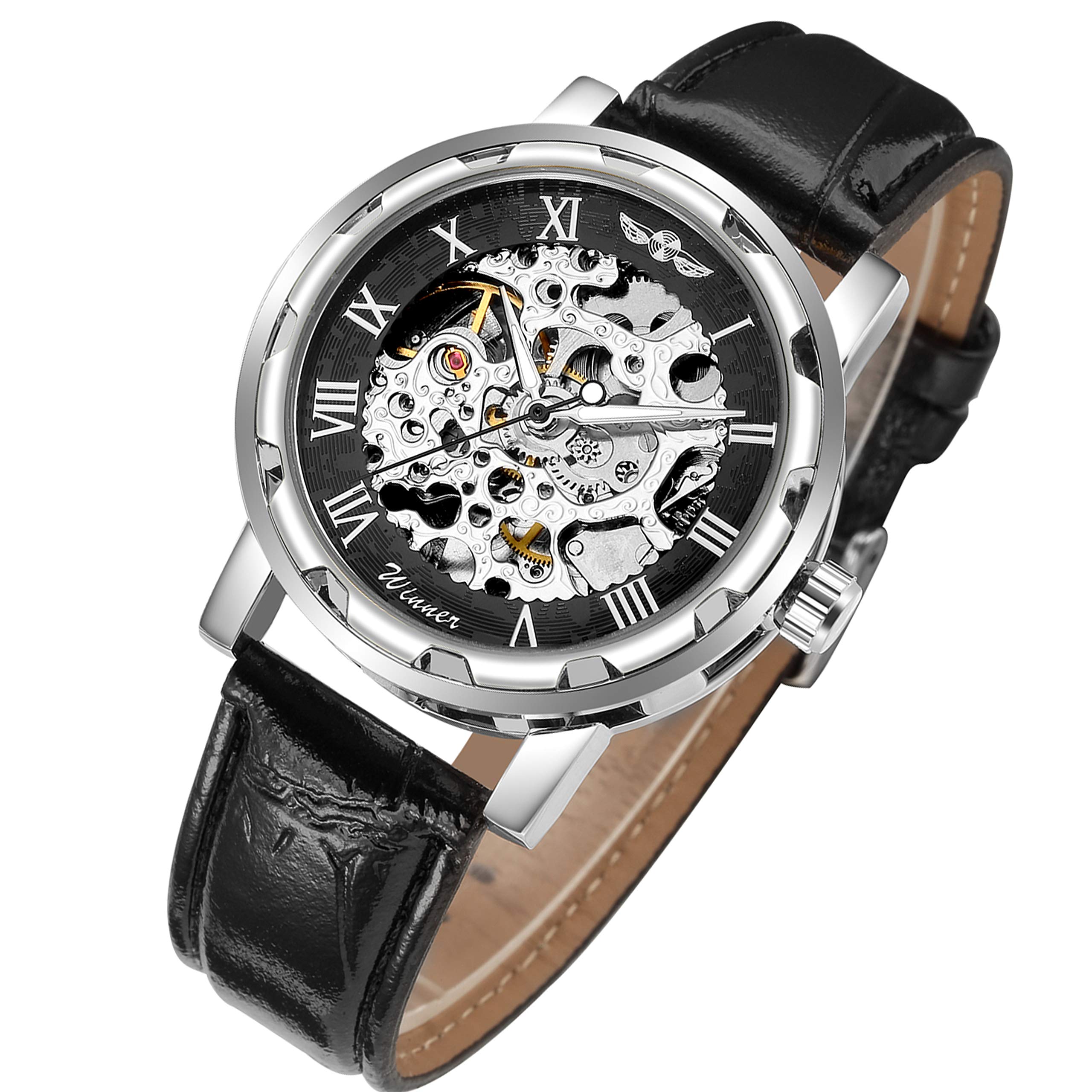 Algopix Similar Product 11 - GLEIM Mens Watch Mechanical Skeleton