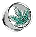 Algopix Similar Product 20 - Pot Leaf Sparkling Ear Gauge Tunnel
