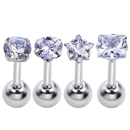 Algopix Similar Product 17 - Zysta 4PCS Clear Cubic Zirconia 16G