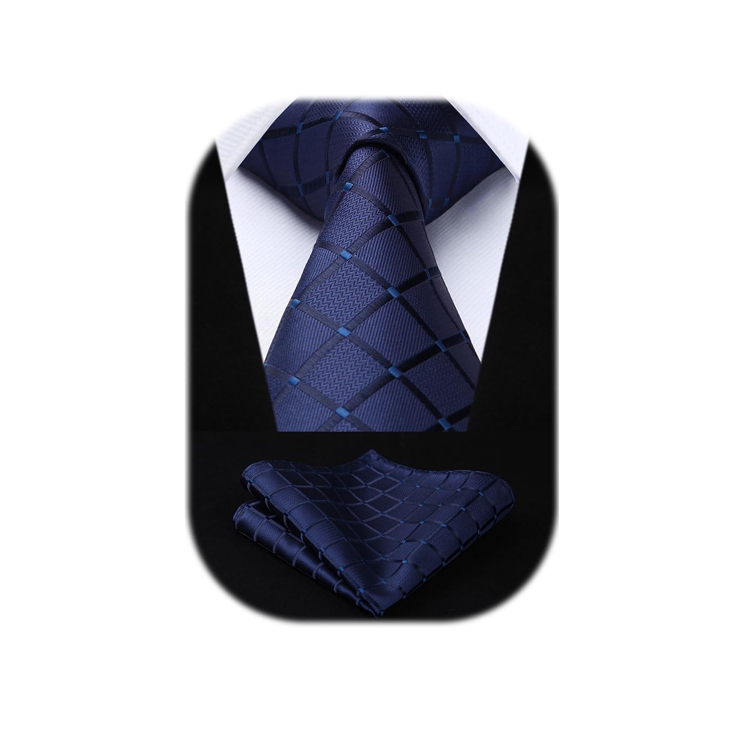 Algopix Similar Product 17 - HISDERN Plaid Blue Tie Handkerchief