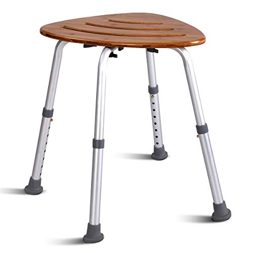 Algopix Similar Product 16 - Giantex Shower Stool Bamboo Bath Seat