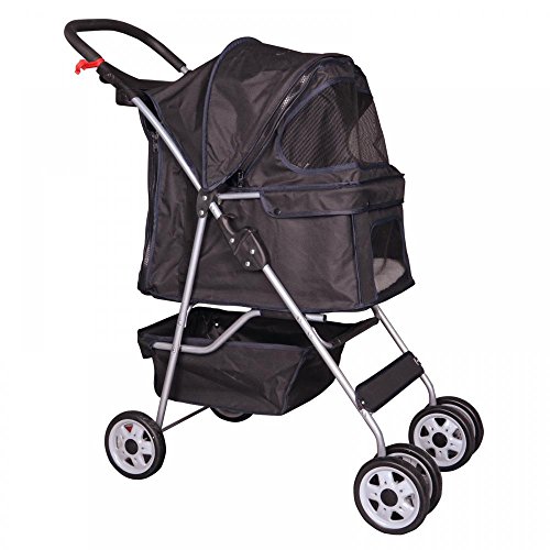 Algopix Similar Product 9 - Black 4 Wheels Pet Stroller Cat Dog