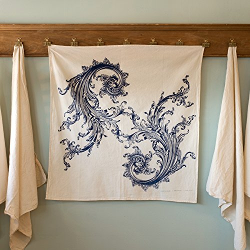 Algopix Similar Product 11 - Flourish Linen Kitchen Towel Navy on