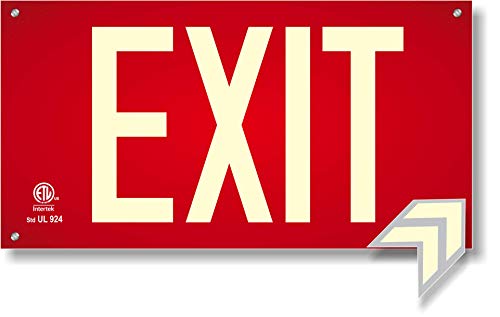 Algopix Similar Product 5 - Photoluminescent Exit Sign Red WHoles