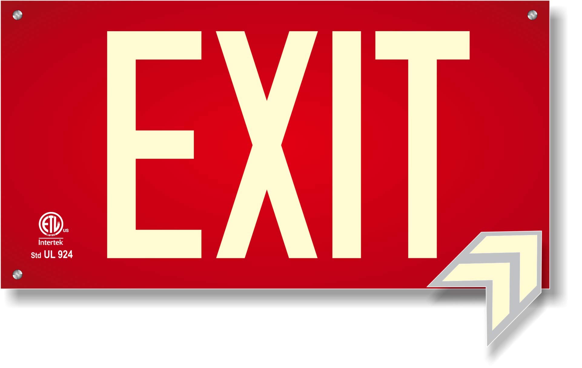 Algopix Similar Product 15 - Photoluminescent Exit Sign Red WHoles