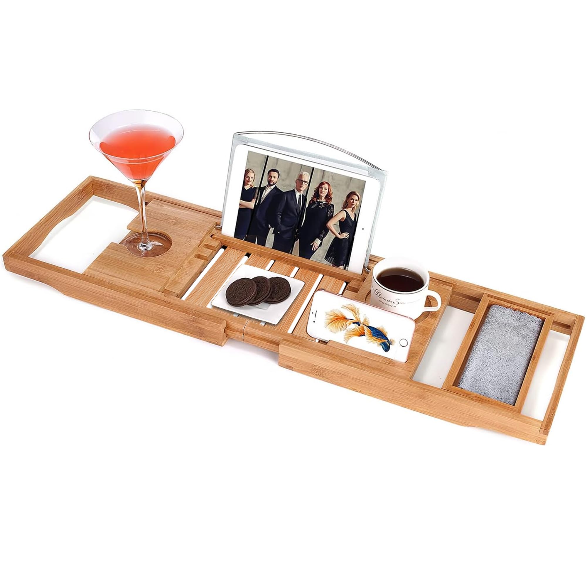 Algopix Similar Product 11 - Utoplike Bamboo Bathtub Caddy Tray Bath