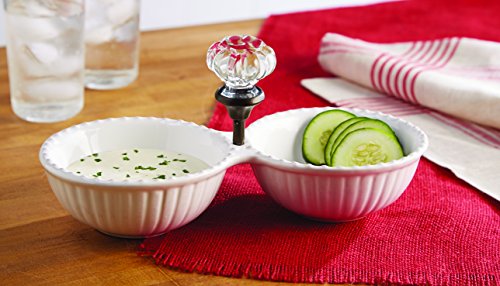 Algopix Similar Product 14 - Mud Pie Door Knob Double Dip Dish, White