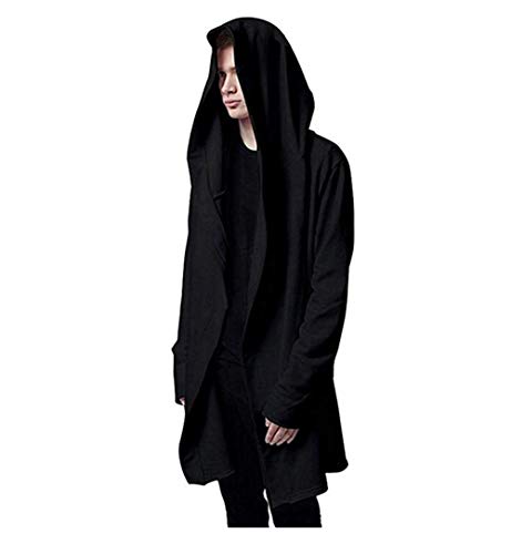 Algopix Similar Product 15 - Mens Casual Long Hooded Cardigan Large