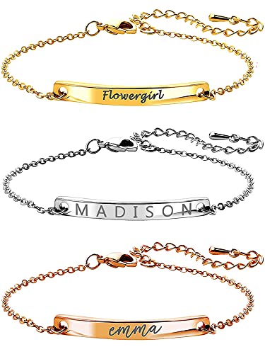 Algopix Similar Product 2 - Dainty Name Bar Bracelet in Handmade