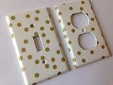 Algopix Similar Product 9 - Gold White Polka Dots Light Switch