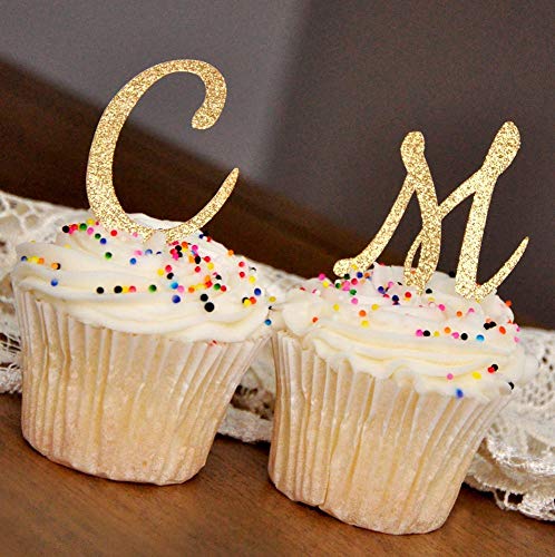 Algopix Similar Product 3 - Initial Letter Cupcake Toppers Set of