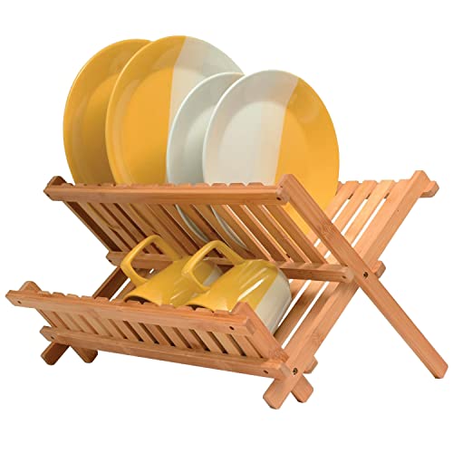Algopix Similar Product 9 - Bambsi Bamboo Dish Drying Rack 