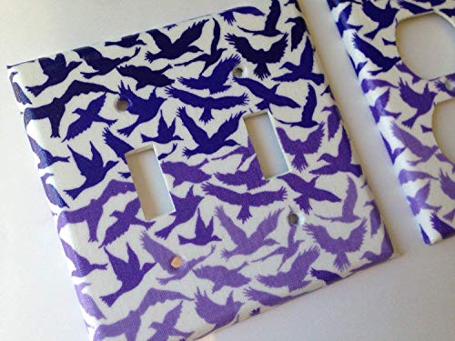Algopix Similar Product 11 - Purple Ombre Birds Light Switch Cover