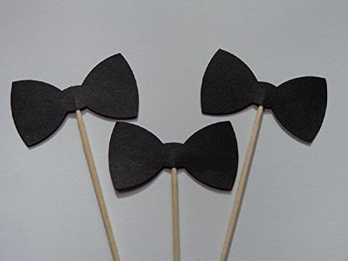 Algopix Similar Product 10 - Black Bow Tie Cupcake Toppers Food