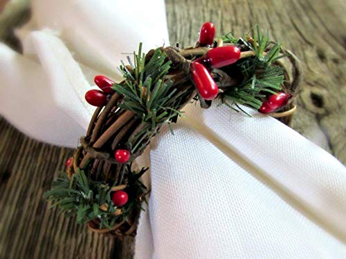 Algopix Similar Product 17 - Red Berry Green Pine Grapevine Twig