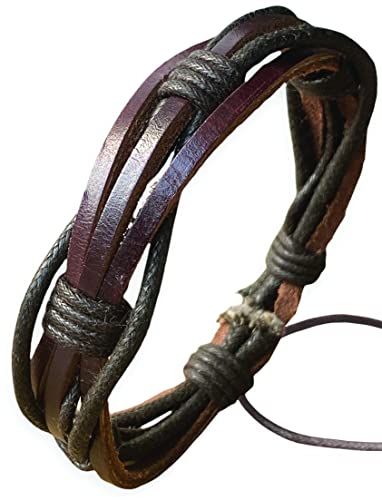 Algopix Similar Product 16 - Mens Leather Bracelet Braided Brown